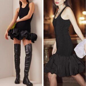 Classic AZ Factory Reworked Tank Bubble-Hem Mini Dress XS/S/M Black Noir